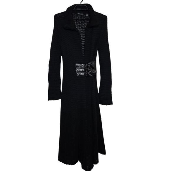 Victoria Secret Moda International Black Cardigan Size Large Knit Floor Length - Picture 1 of 5